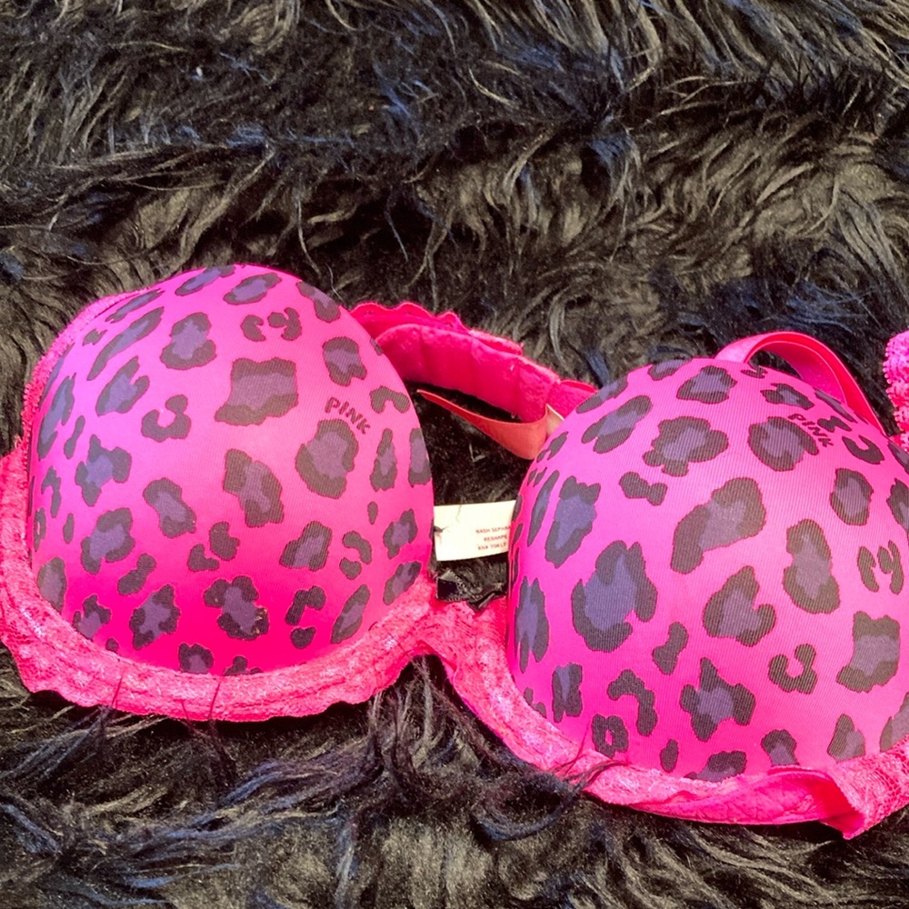 PINK Victoria's Secret Hot Pink Lace Bra